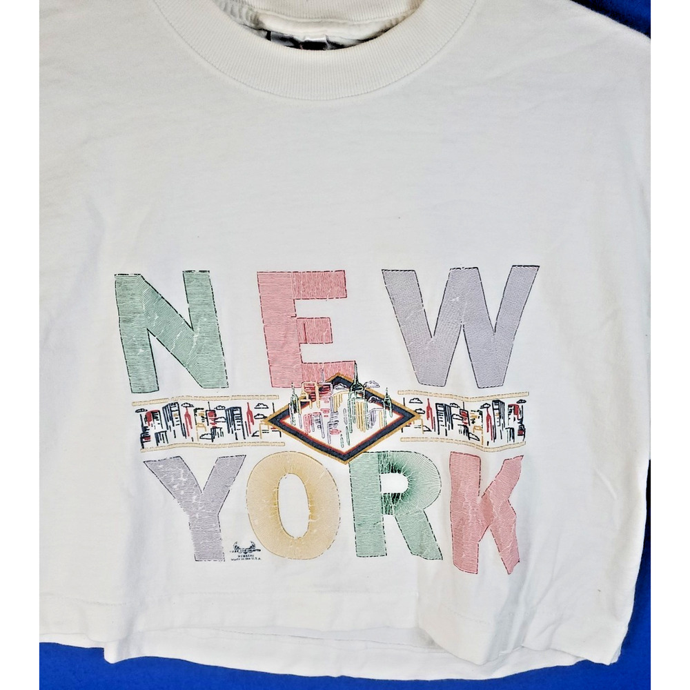 NEW YORK Crop Vintage USA Top Shirt Women’s Size Large - Picture 2 of 13